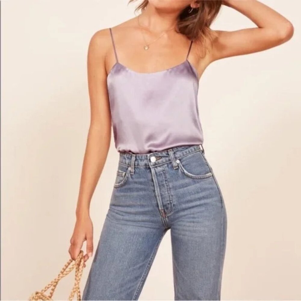 Reformation Lavender Satin Cami Tank Top